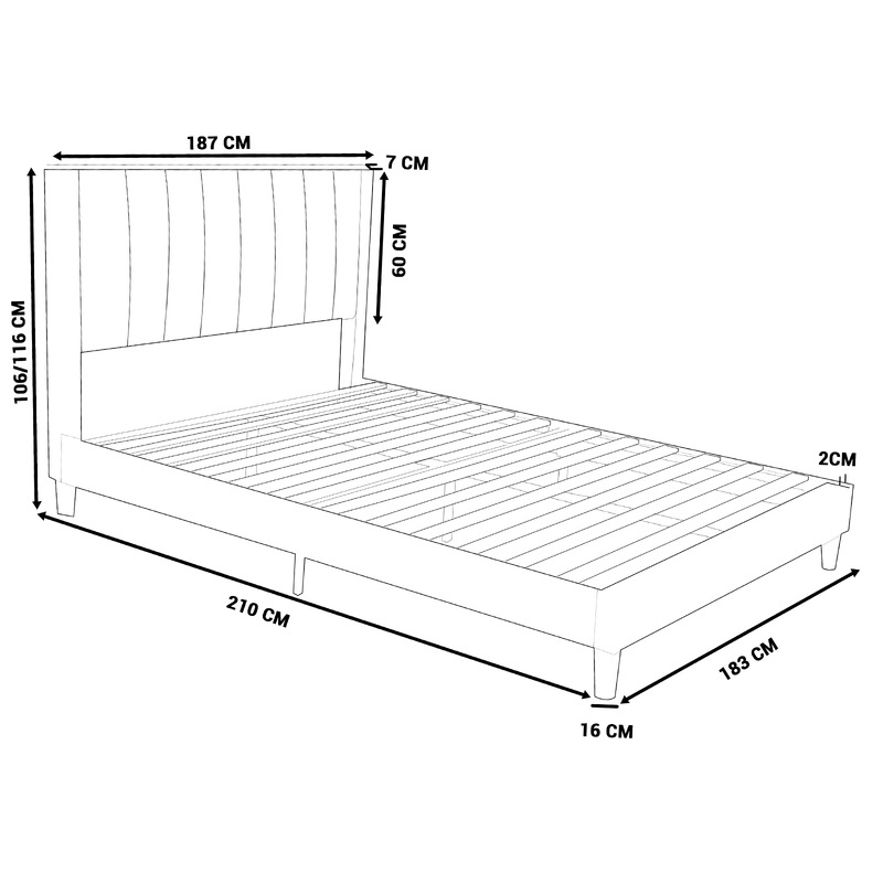 Buy Royal Sleep Bed Frame King Bella Velvet Headboard Base Wooden USB