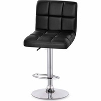 2x Grid PU Leather Gas Lift Bar Stool in Black