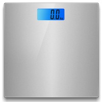 Electronic Digital Backlit Glass Body Bathroom Scale 180KG scales Gym Weight Silver