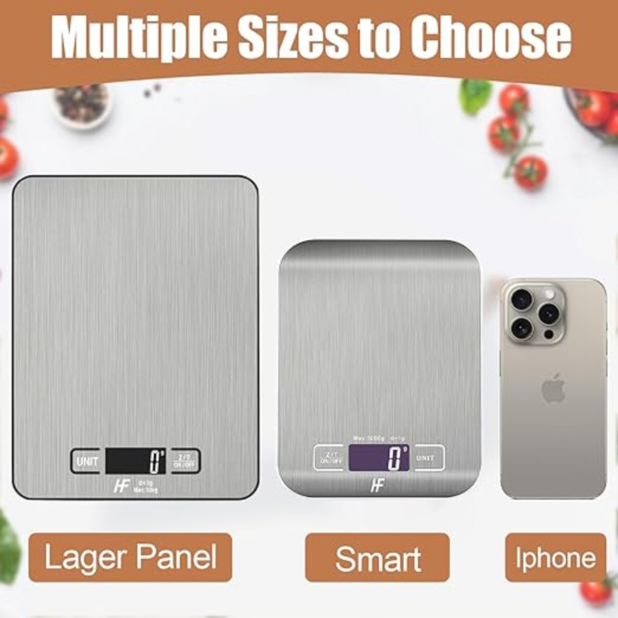 HomeFashion 10kg 1g Digital Kitchen Scales Food Scale Large 23x17cm Platform Electronic Cooking with Backlit LCD Display Multifunction for Home Office Use