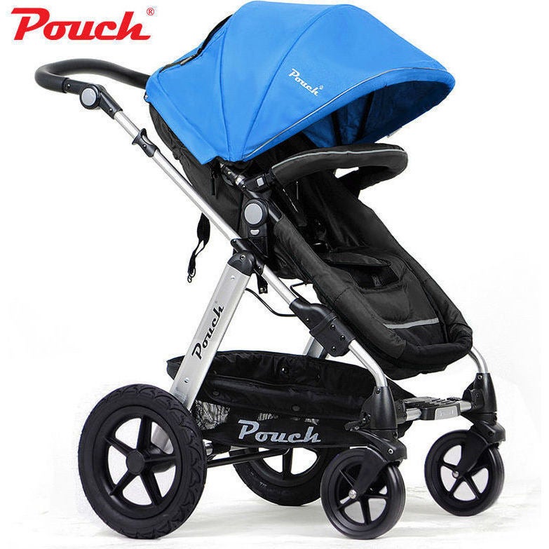 Pouch 2-in-1 Baby Pram Stroller w/ Bassinet in Blue