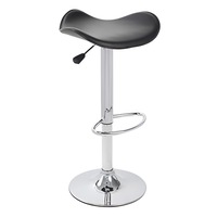2x Moulded PU Leather Gas Lift Bar Stools in Black
