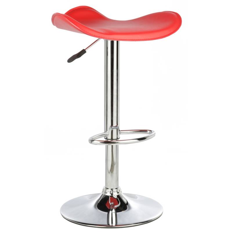 2x Moulded PU Leather Gas Lift Bar Stools in Red