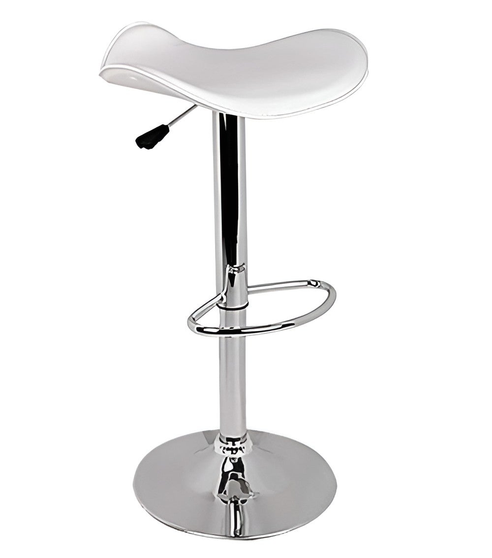 2x Moulded Gas Lift PU Leather Bar Stools in White