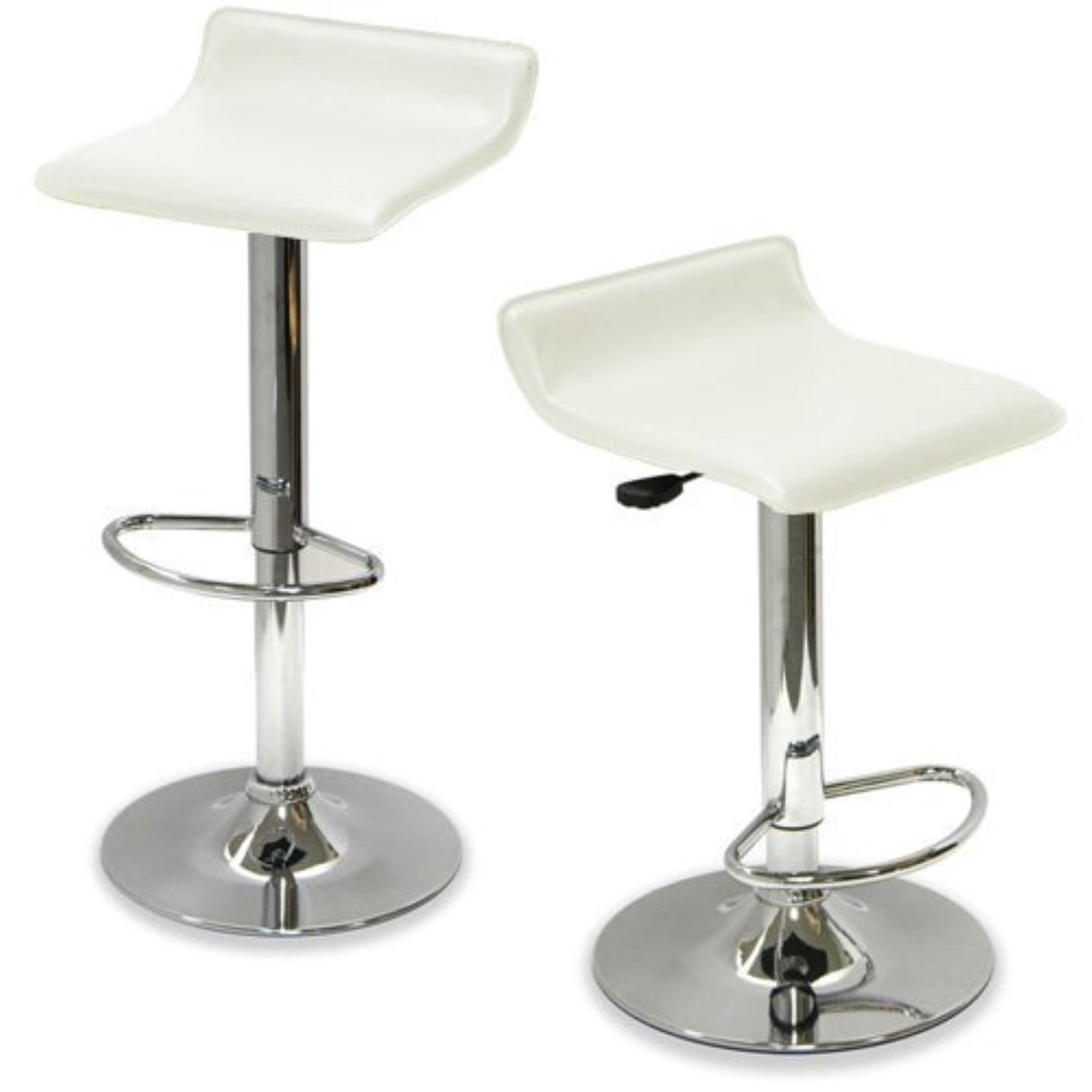2x S Curve PU Leather Gas Lift Bar Stool in White