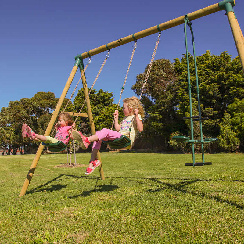 wooden swing and glider set