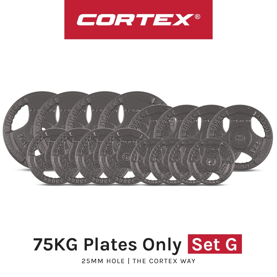 CORTEX 75kg Tri-Grip 25mm Standard Weight Plate Set