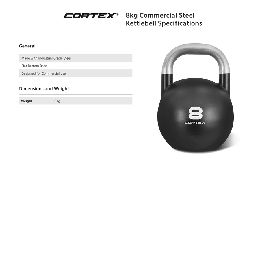 CORTEX 8kg Commercial Steel Kettlebell V2