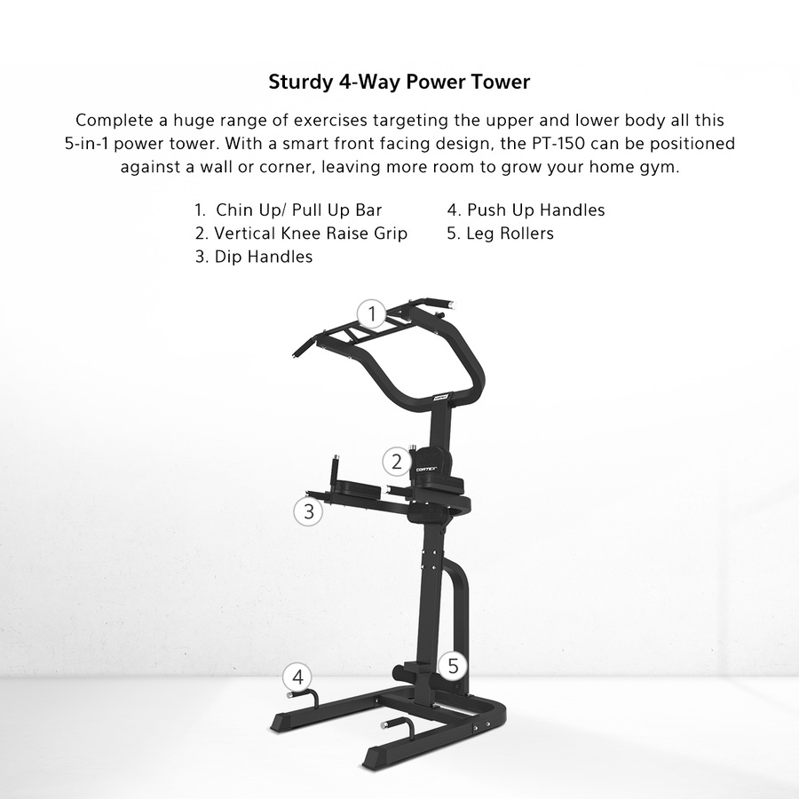 CORTEX PT-105 Commercial Chin Up Dip Knee Raise Power Tower