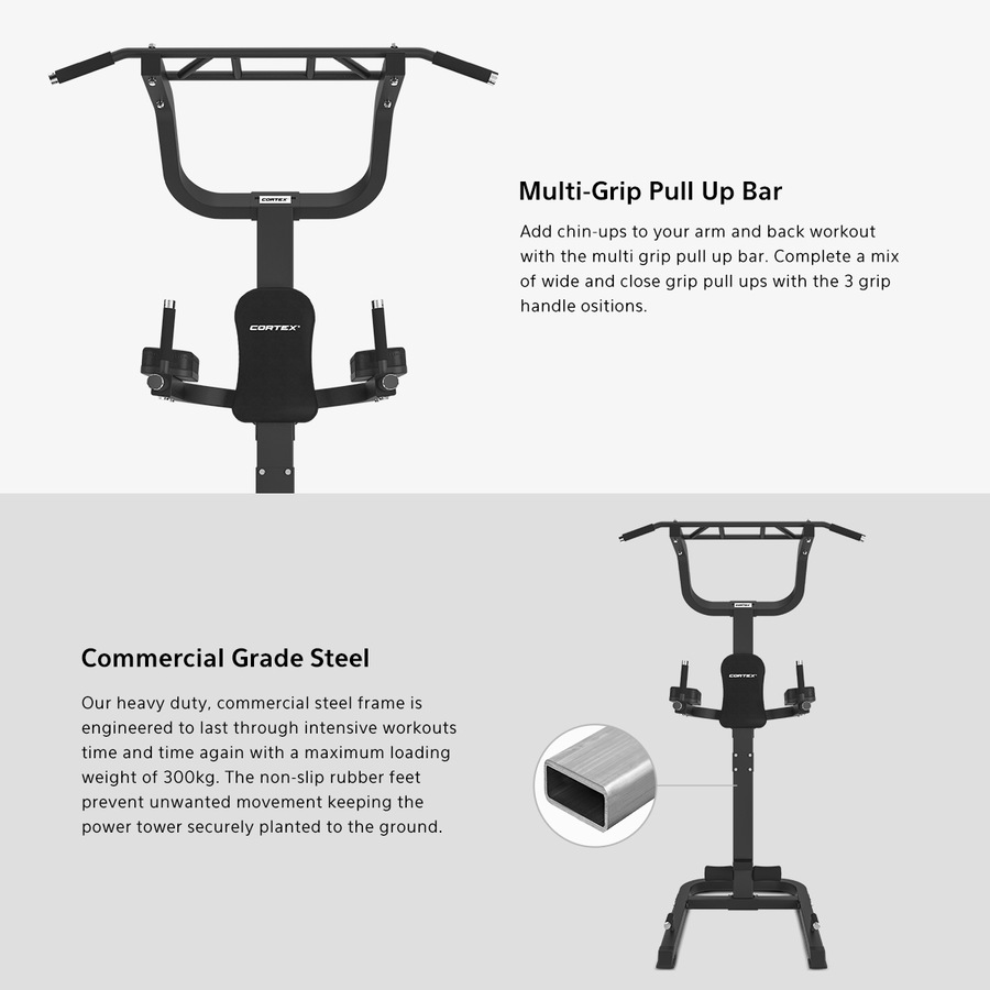 CORTEX PT-105 Commercial Chin Up Dip Knee Raise Power Tower