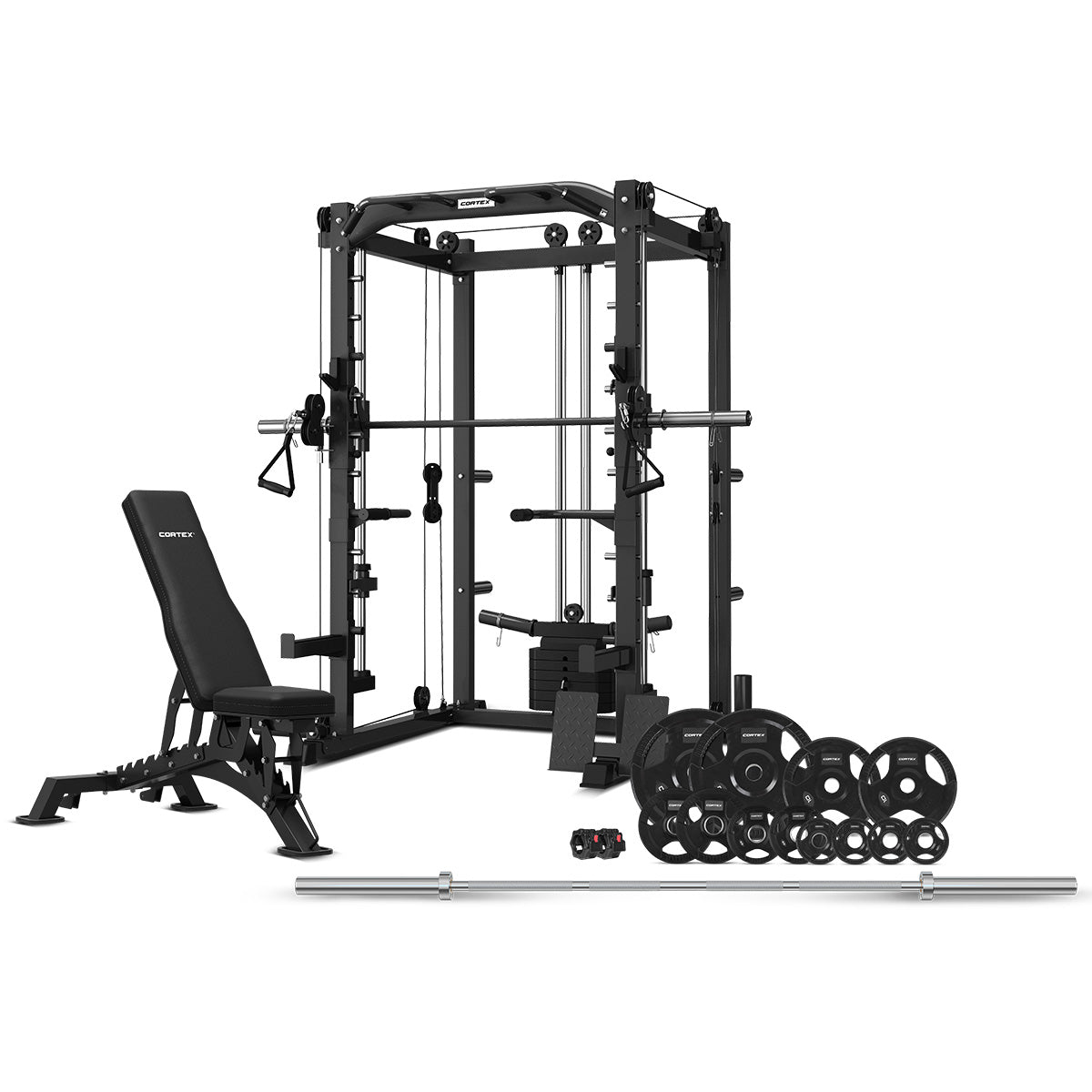 CORTEX SM-20 6-in-1 Power Rack with Smith & Cable Machine + BN-9 Bench