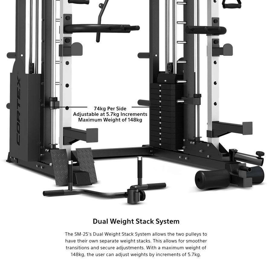 Buy CORTEX SM25 Multi Gym with 100kg Olympic Tri-Grip Weight, Bar and ...