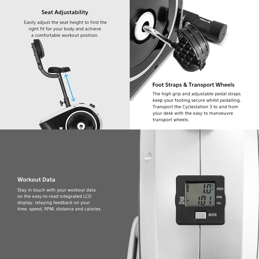 Lifespan Fitness Cyclestation3 Mini Exercise Bike Under Desk Work & Cycle Station with 8 Magnetic Resistance Levels