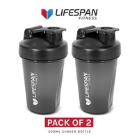 Lifespan Fitness Shaker Bottle (500ml, Black) Pack of 2