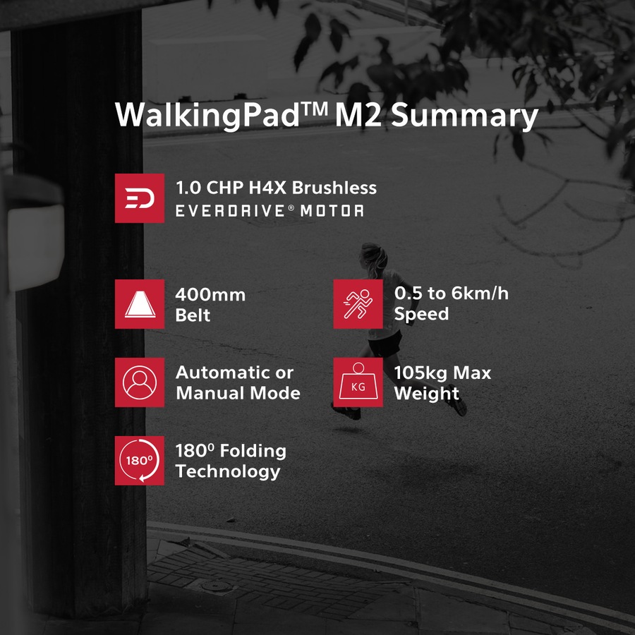 Lifespan Fitness WalkingPad™ M2 Treadmill Under Desk Treadmill 180° Fully Foldable for Convenient Storage 6km/h