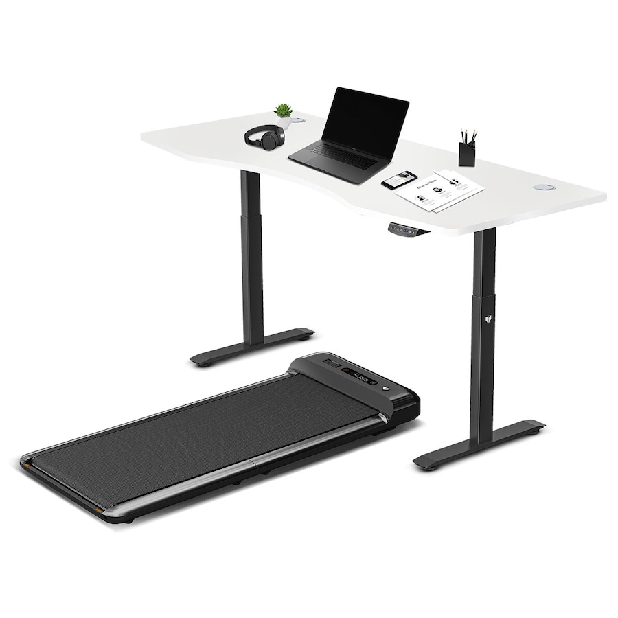 Lifespan Fitness WalkingPad M2 Treadmill with ErgoDesk Automatic Standing Desk 1800mm in White/Black