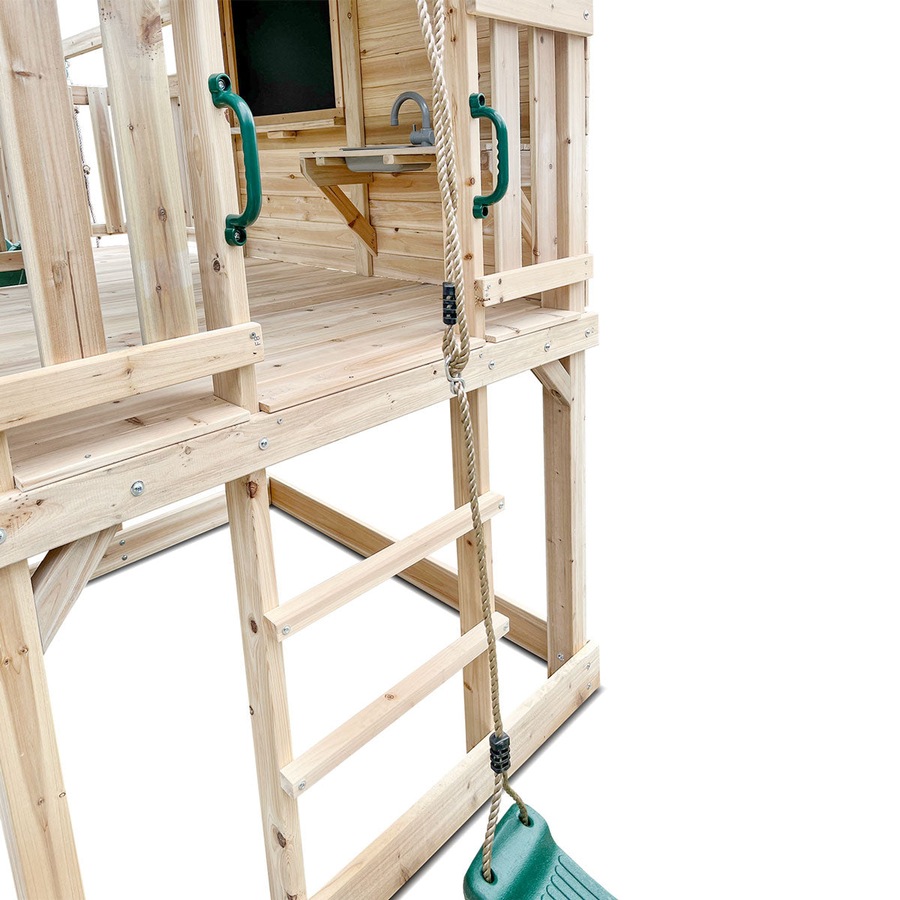 Lifespan Kids Kingston Cubby House Swing Set with 2.2m Blue Slide