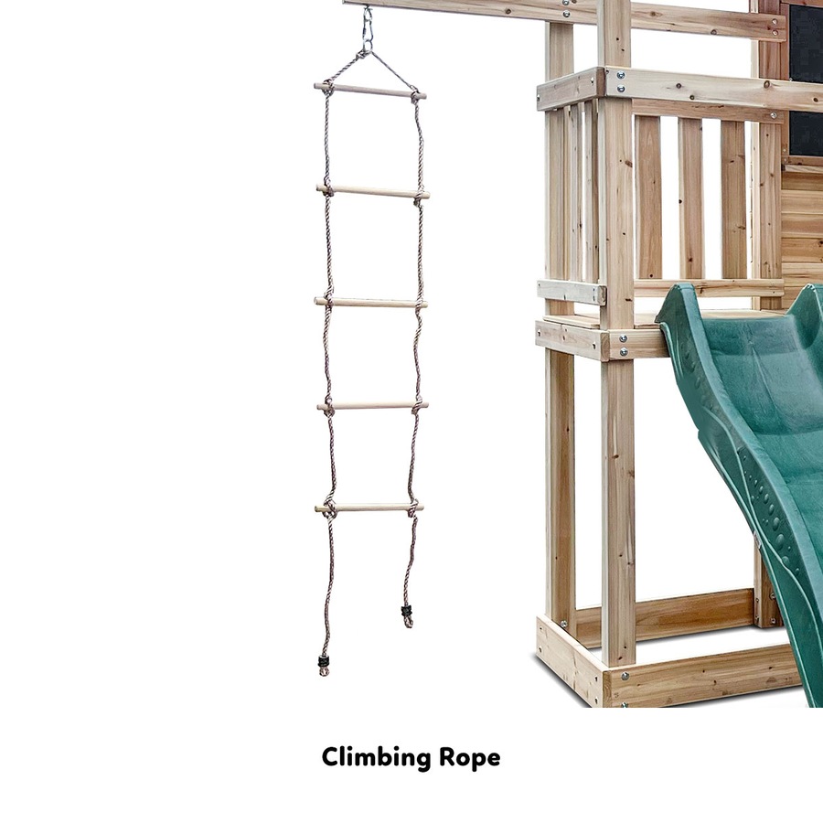 Lifespan Kids Kingston Cubby House Swing Set with 2.2m Green Slide