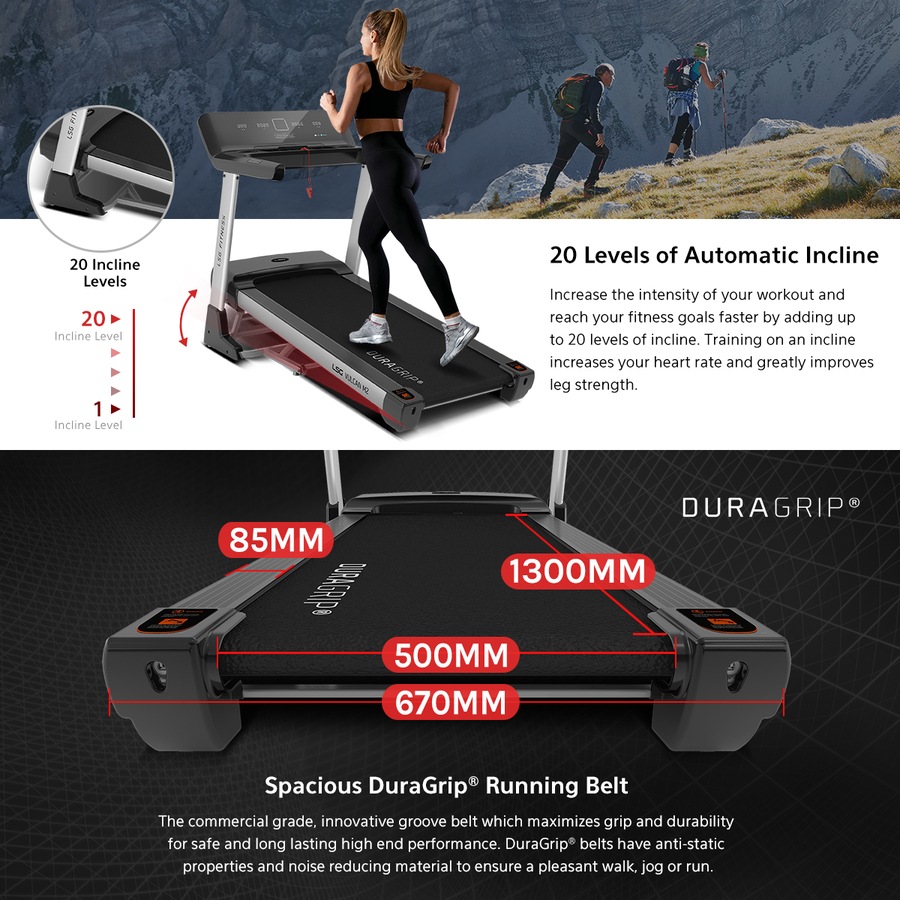 LSG Vulcan M2 Treadmill with 4.0 CHP 18km/h Max Speed 20 Auto Incline Levels Bluetooth Speakers