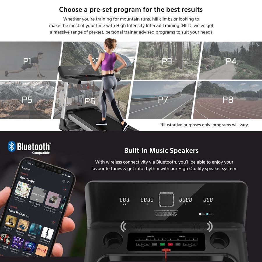 LSG Vulcan M2 Treadmill with 4.0 CHP 18km/h Max Speed 20 Auto Incline Levels Bluetooth Speakers