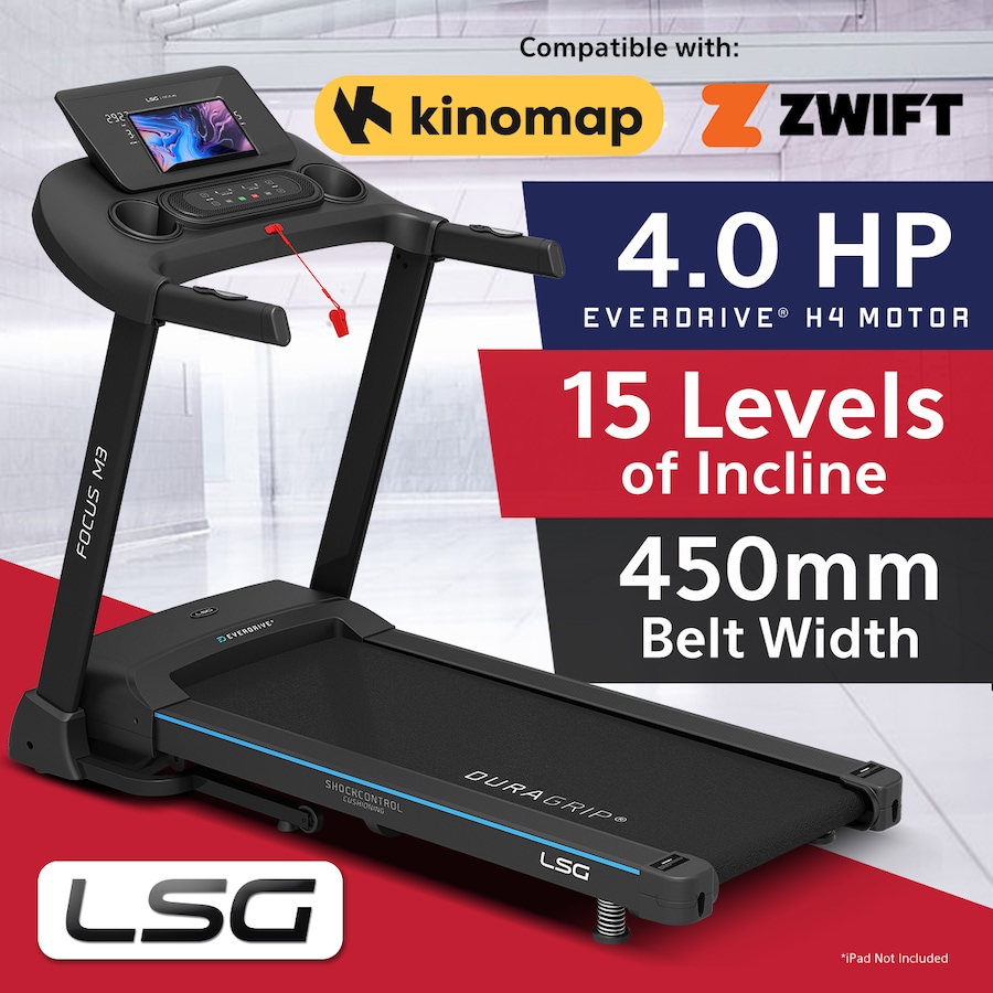 LSG Focus M3 Treadmill Home Treadmill for Cardio 18km/h Max Speed 2.5CHP EverDrive Motor Pulse Sensors Folding Treadmill