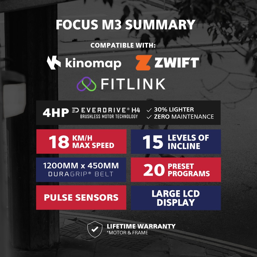 LSG Focus M3 Treadmill Home Treadmill for Cardio 18km/h Max Speed 2.5CHP EverDrive Motor Pulse Sensors Folding Treadmill