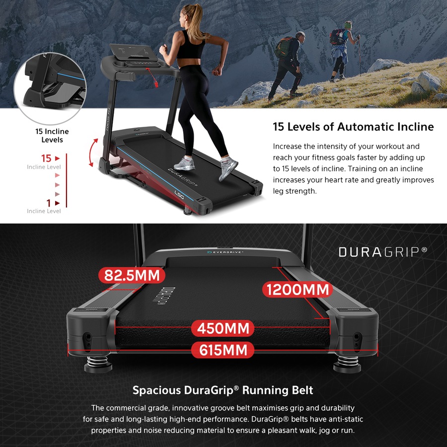 LSG Focus M3 Treadmill Home Treadmill for Cardio 18km/h Max Speed 2.5CHP EverDrive Motor Pulse Sensors Folding Treadmill