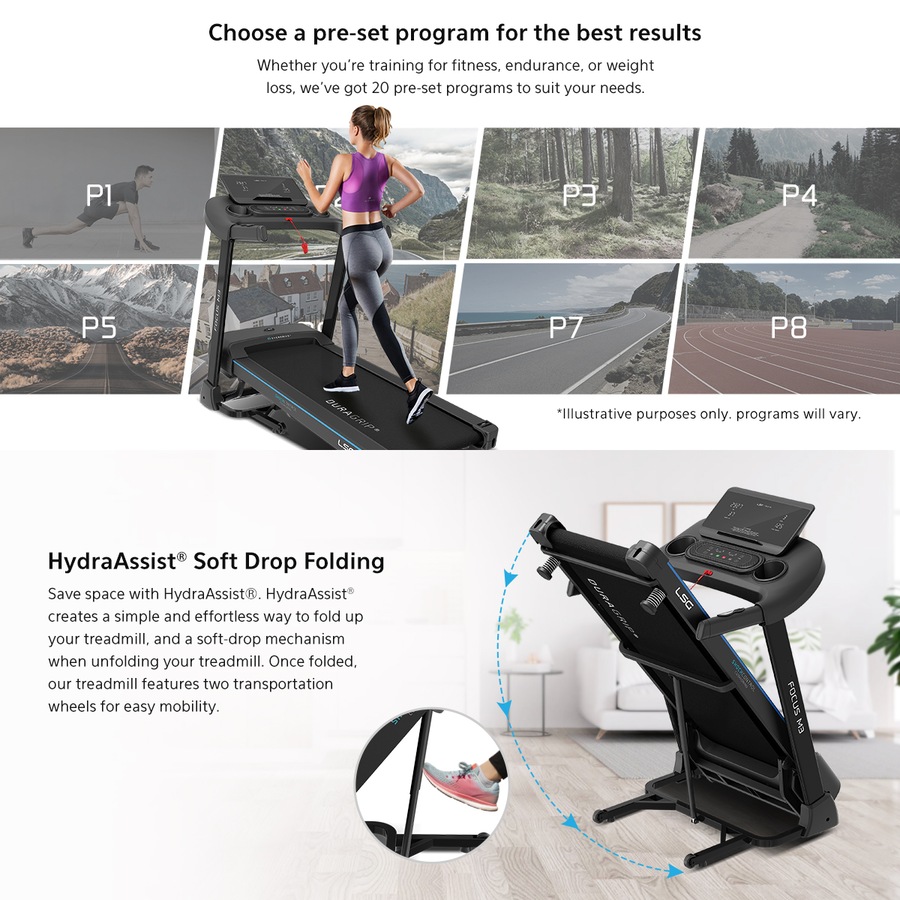 LSG Focus M3 Treadmill Home Treadmill for Cardio 18km/h Max Speed 2.5CHP EverDrive Motor Pulse Sensors Folding Treadmill