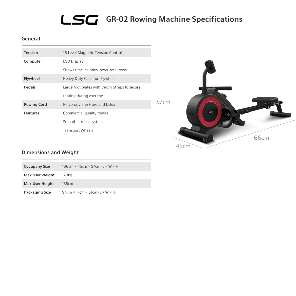 Lsg discount rowing machine