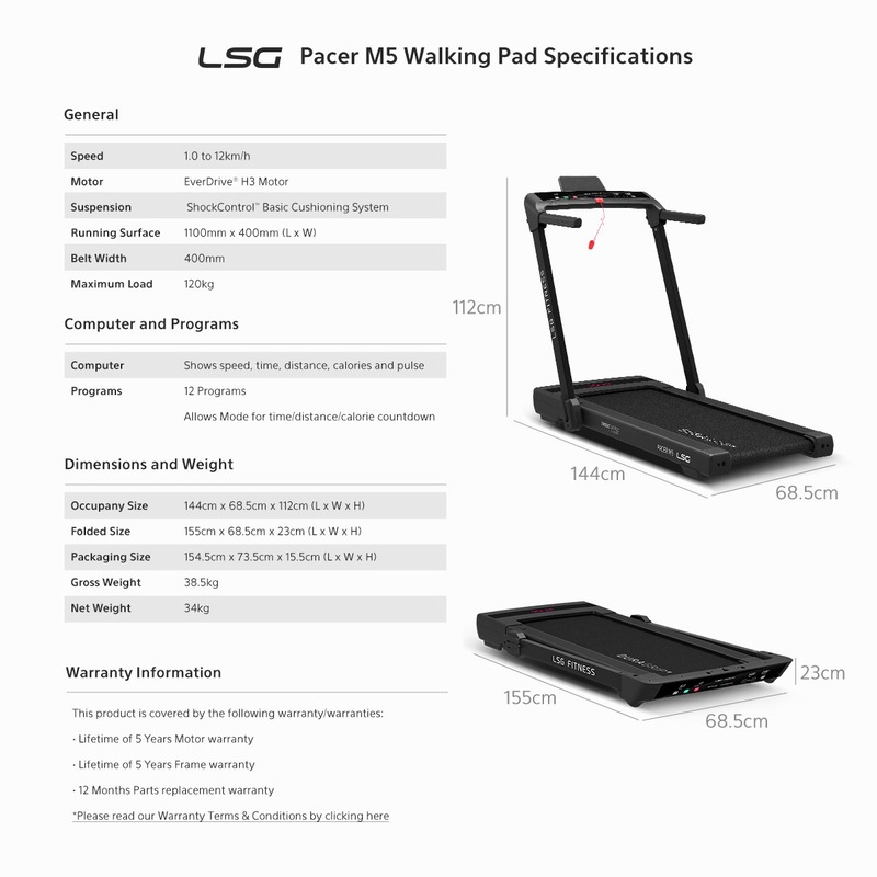 Buy LSG PACER M5 Walking Pad Under Desk Fold Down Treadmill MyDeal