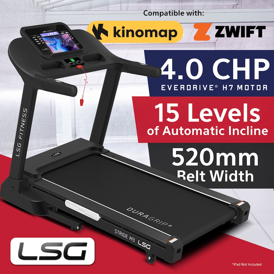 LSG Stride M3 Treadmill Home Cardio for Walking, Jogging & Running 20km/h Max Speed with 15 Automatic Incline Levels