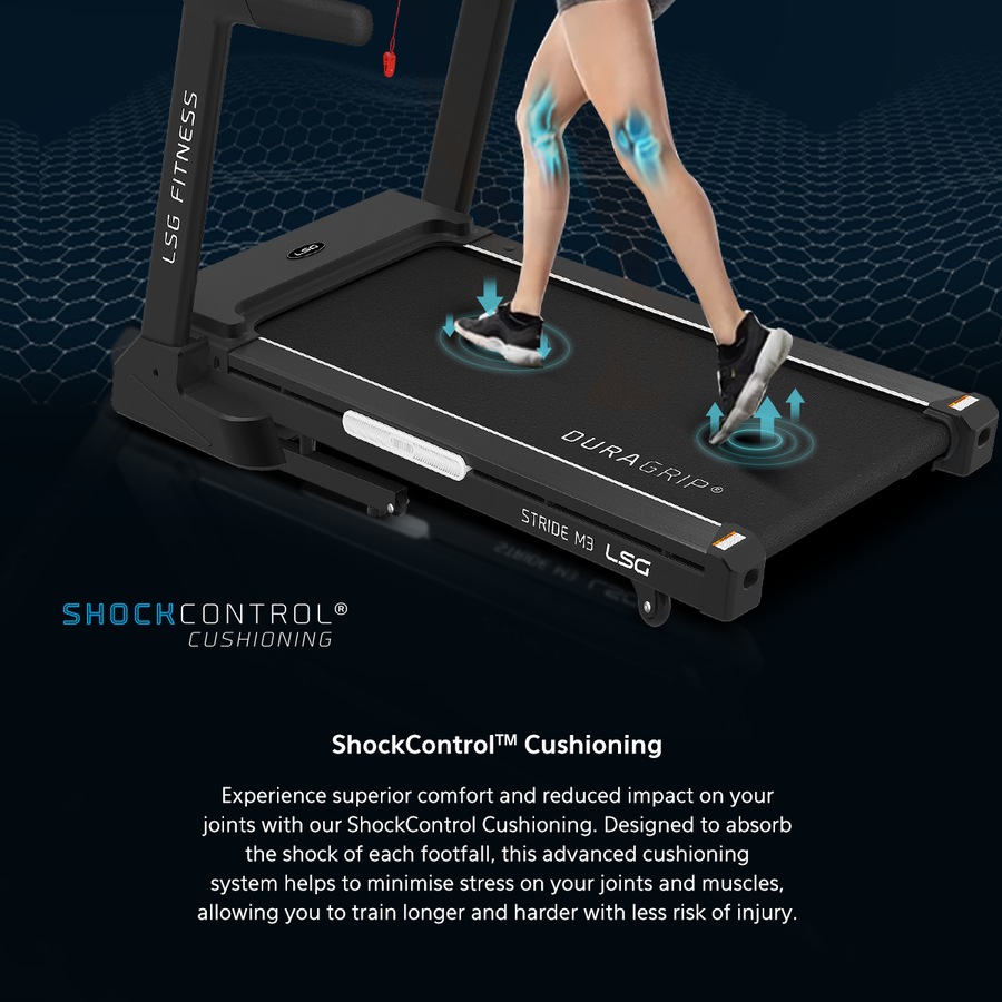 LSG Stride M3 Treadmill Home Cardio for Walking, Jogging & Running 20km/h Max Speed with 15 Automatic Incline Levels