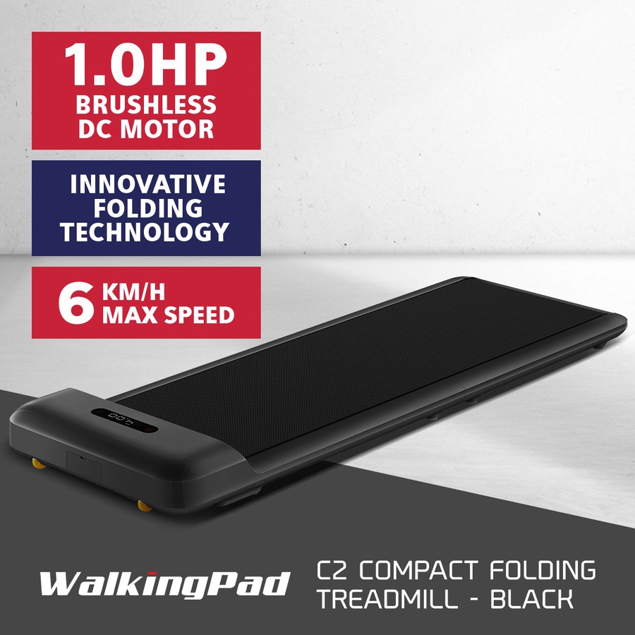 WalkingPad C2 Compact Foldable Treadmill – Black Under Desk Treadmill 180° Fully Foldable for Convenient Storage 6km/h