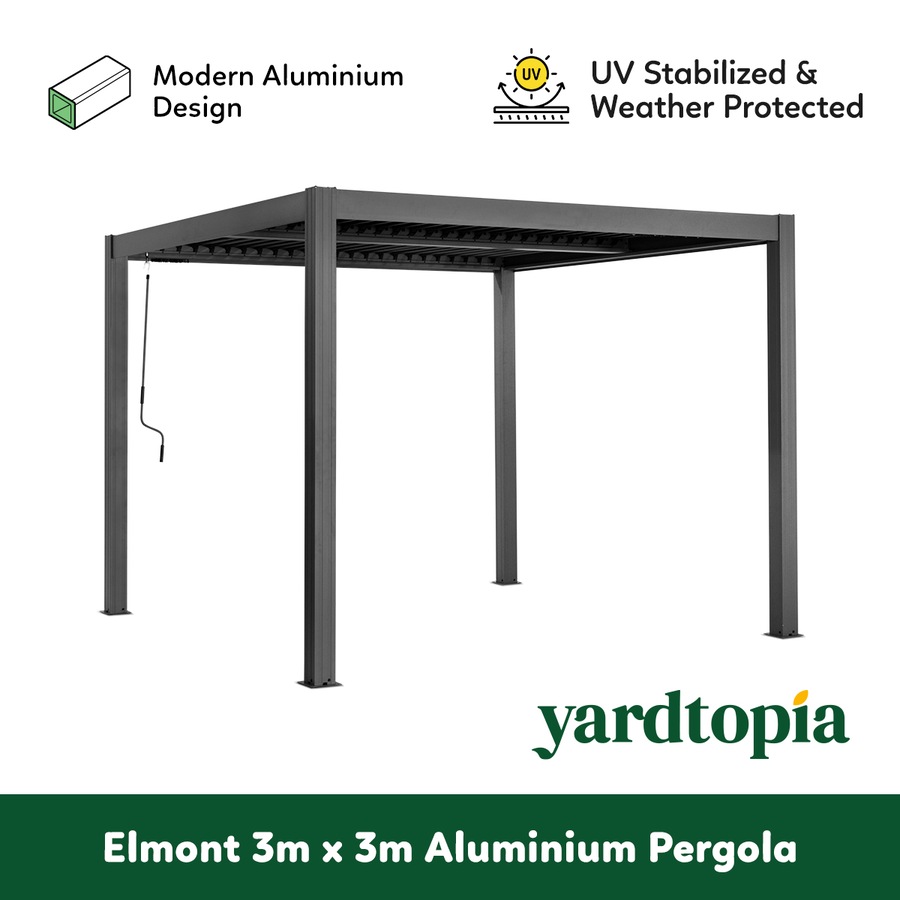 Yardtopia Elmont 3m x 3m Aluminium Adjustable Louvre Pergola