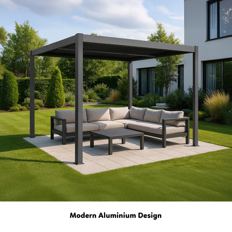 Yardtopia Elmont 3m x 3m Aluminium Adjustable Louvre Pergola