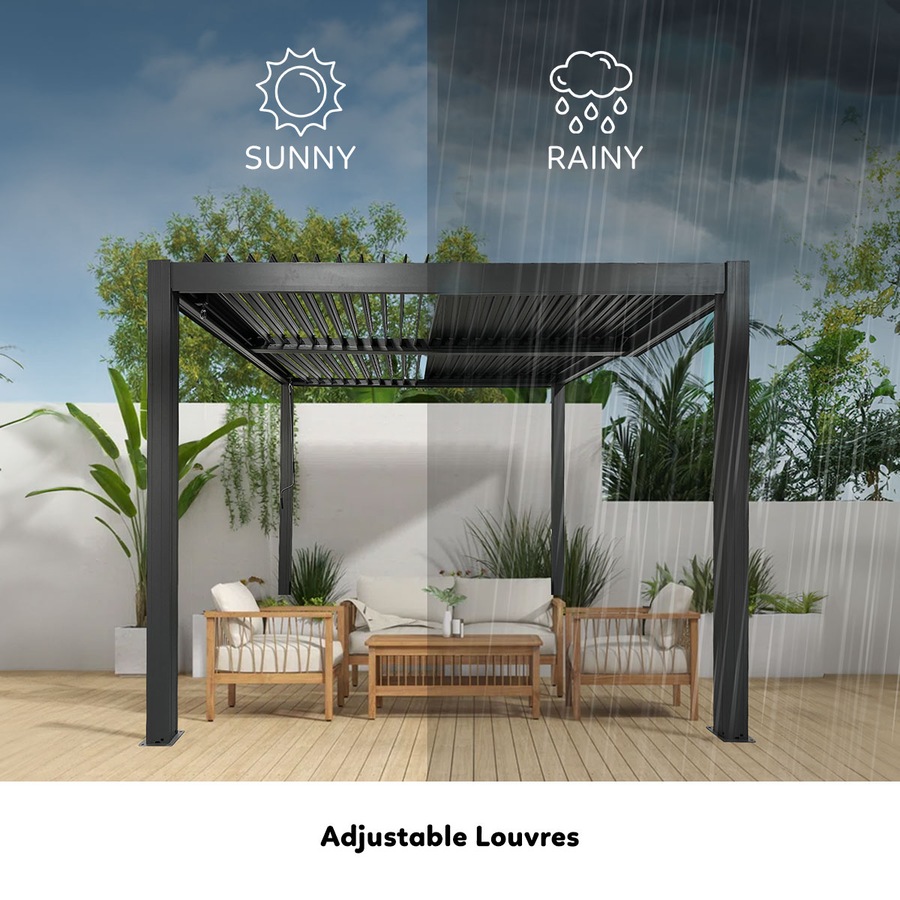 Yardtopia Elmont 3m x 3m Aluminium Adjustable Louvre Pergola