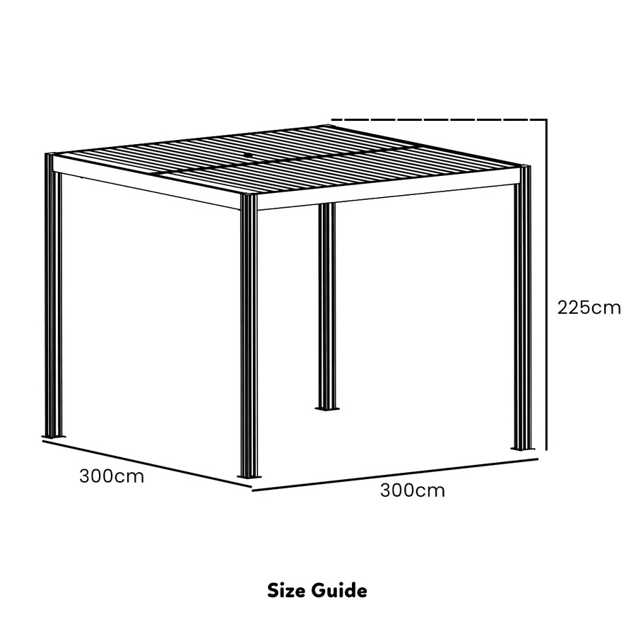 Yardtopia Elmont 3m x 3m Aluminium Adjustable Louvre Pergola