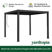Yardtopia Elmont 3m x 4m Aluminium Adjustable Louvre Pergola
