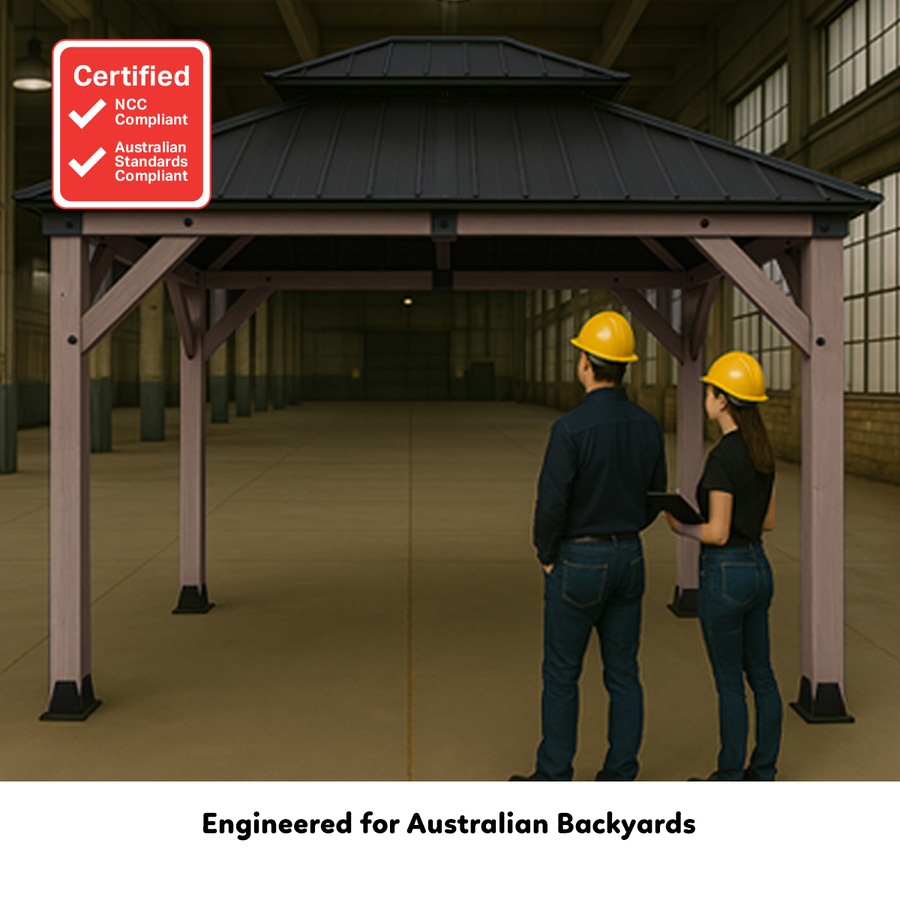 Double Timber Roof Buy Yardtopia Maryborough 3m x 3m Timber & Steel Double Hip Roof Gazebo ...
