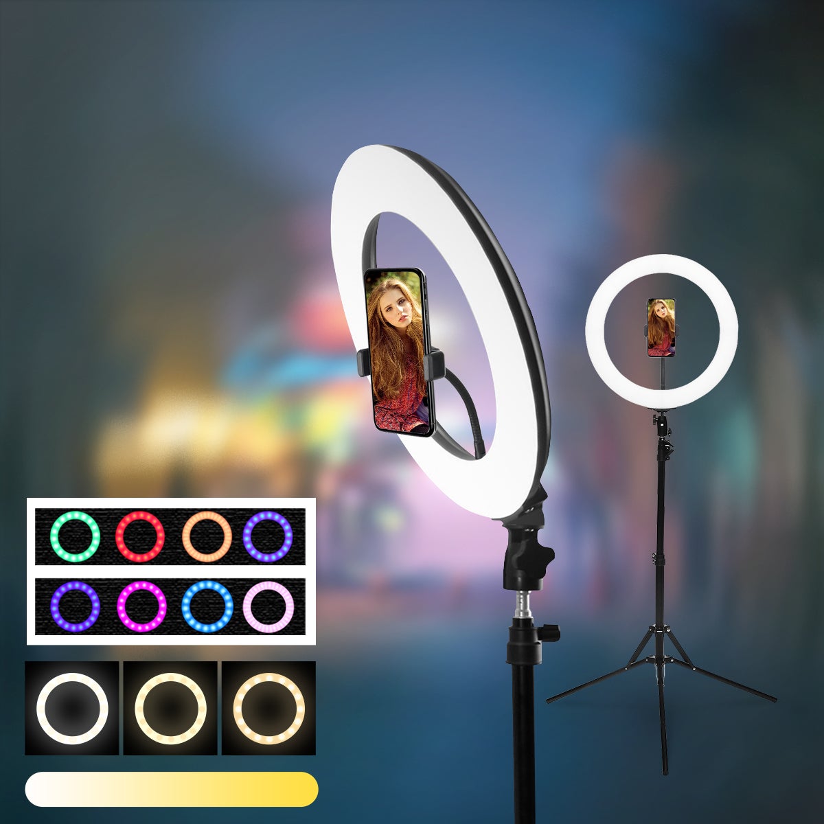19' LED Ring Light Dimmable Stand Adjustable height Make up light Beauty Studio Video Camera live