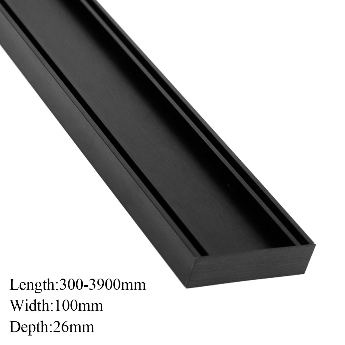 ACA 300-3900mm Lauxes Aluminium Black Tile Insert Floor Grate Drain Shower Waste Any Size
