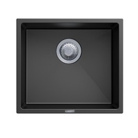 ACA 457 x 406 x 200mm Matt Black Single Bowl Granite Stone Kitchen/Laundry Sink Top/Flush/Under Mount