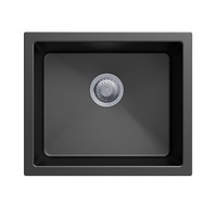 ACA 533 x 457 x 205mm Black Single Big Bowl Granite Kitchen/Laundry Sink Top/Flush/Under Mount