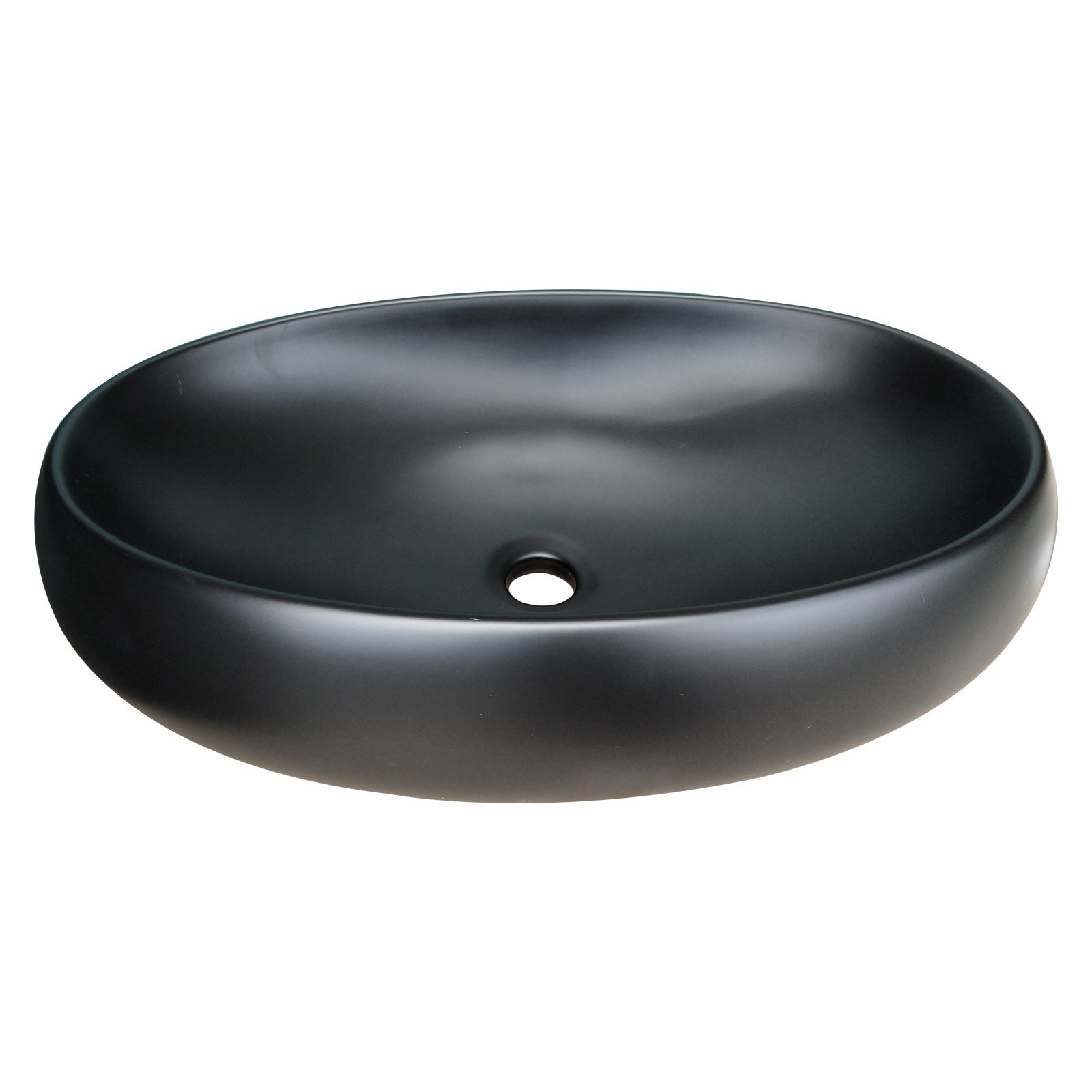ACA 600*400*155mm Bathroom Oval Above Counter Matt Black Ceramic Wash Basin