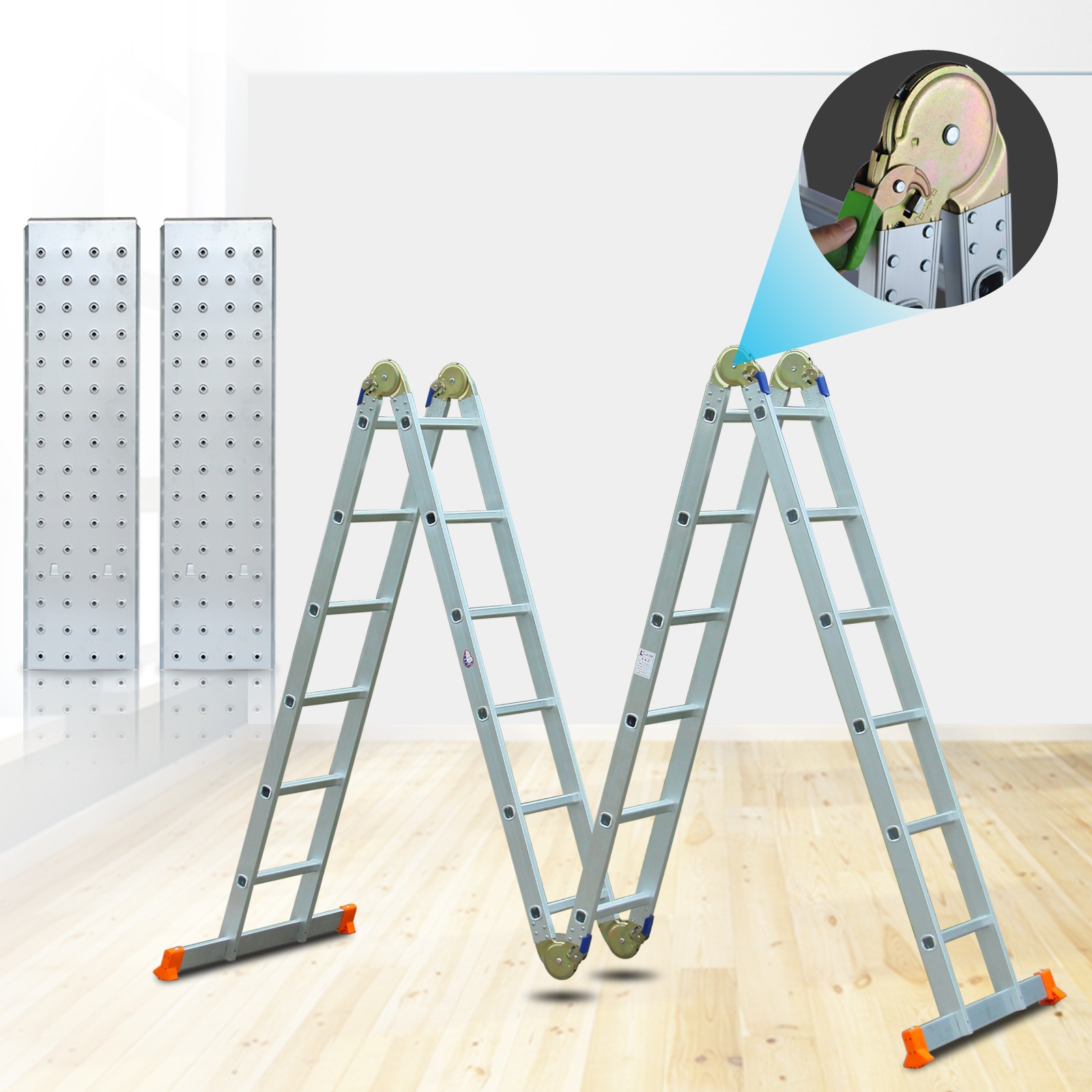 Buy 7m Folding Ladder Platform Telescopic Lock Hinge Multi purpose ...