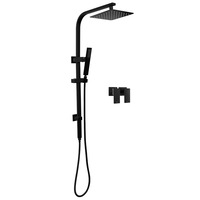 ACA 8" Rainfall Twin Shower Head Set w Handheld Spray 1/4 Turn Taps Black WELS