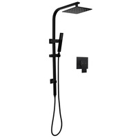 ACA Square Rainfall Twin Shower Head Set Handheld Spray Wall Mixer Tap Black WELS