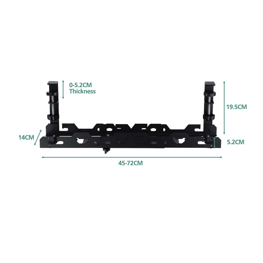 ACA 45-72cm Cable Management Organiser Under Desk Cord Basket Tray Shelf Extendable Black