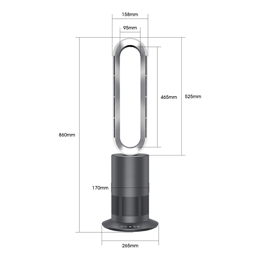 ACA 2in1 Ceramic Space Heater Bladeless Fan Tower Oscillating DC Fan with Adjustable Thermostat Black