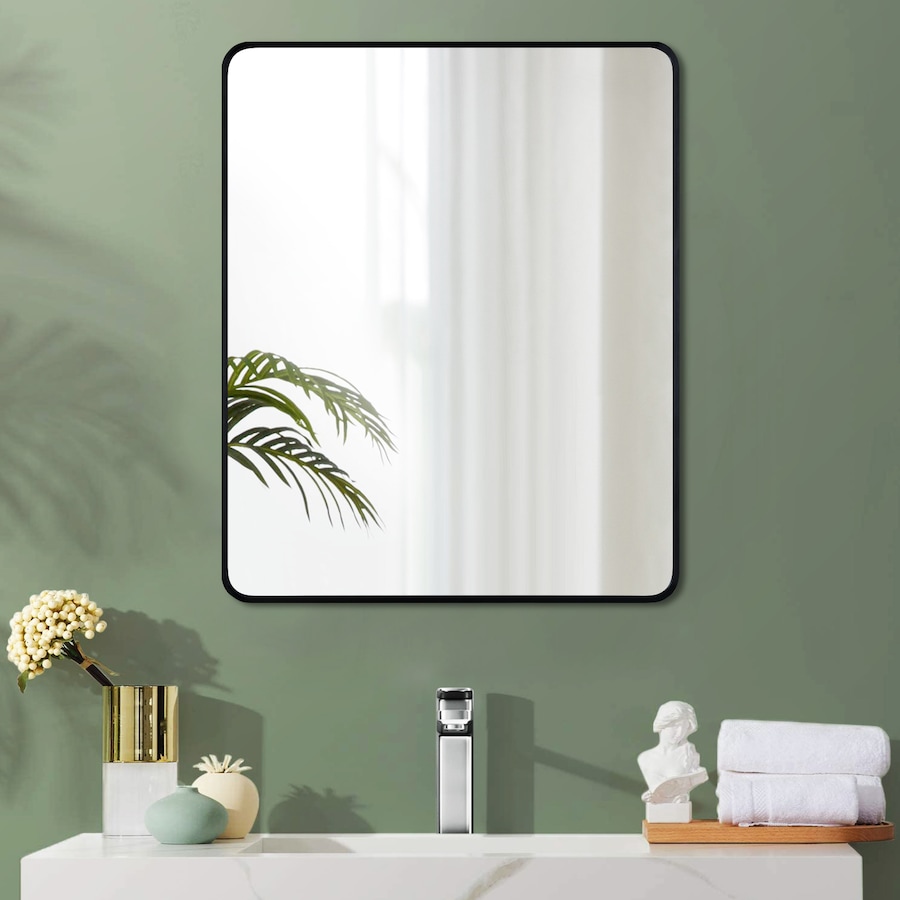 ACA 50x65CM Black Aluminium Framed Wall Mounted Makeup Decor Mirror Bathroom Bedroom